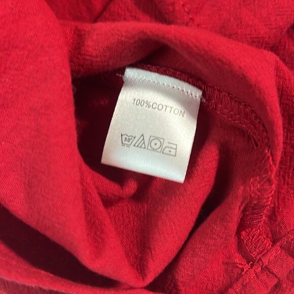 New! Komili romantic red embroidered ruffle neck puff sleeves feminine top L - Picture 5 of 9